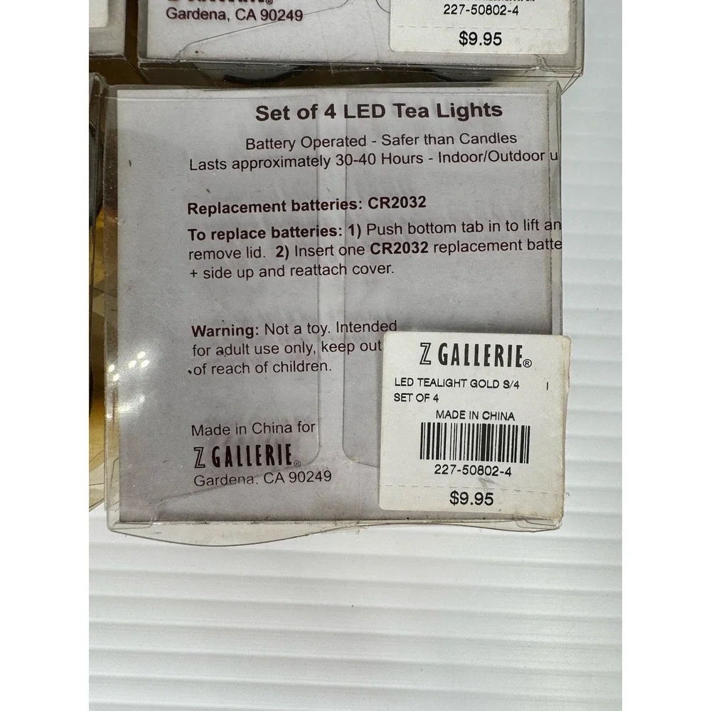 16 Ct Z Gallerie Gold LED Tea Lights Lot Of 4 Battery Operated Indoor Outdoor